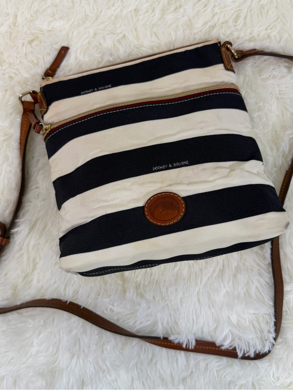 Dooney & Bourke Navy and Cream Striped Crossbody **project**